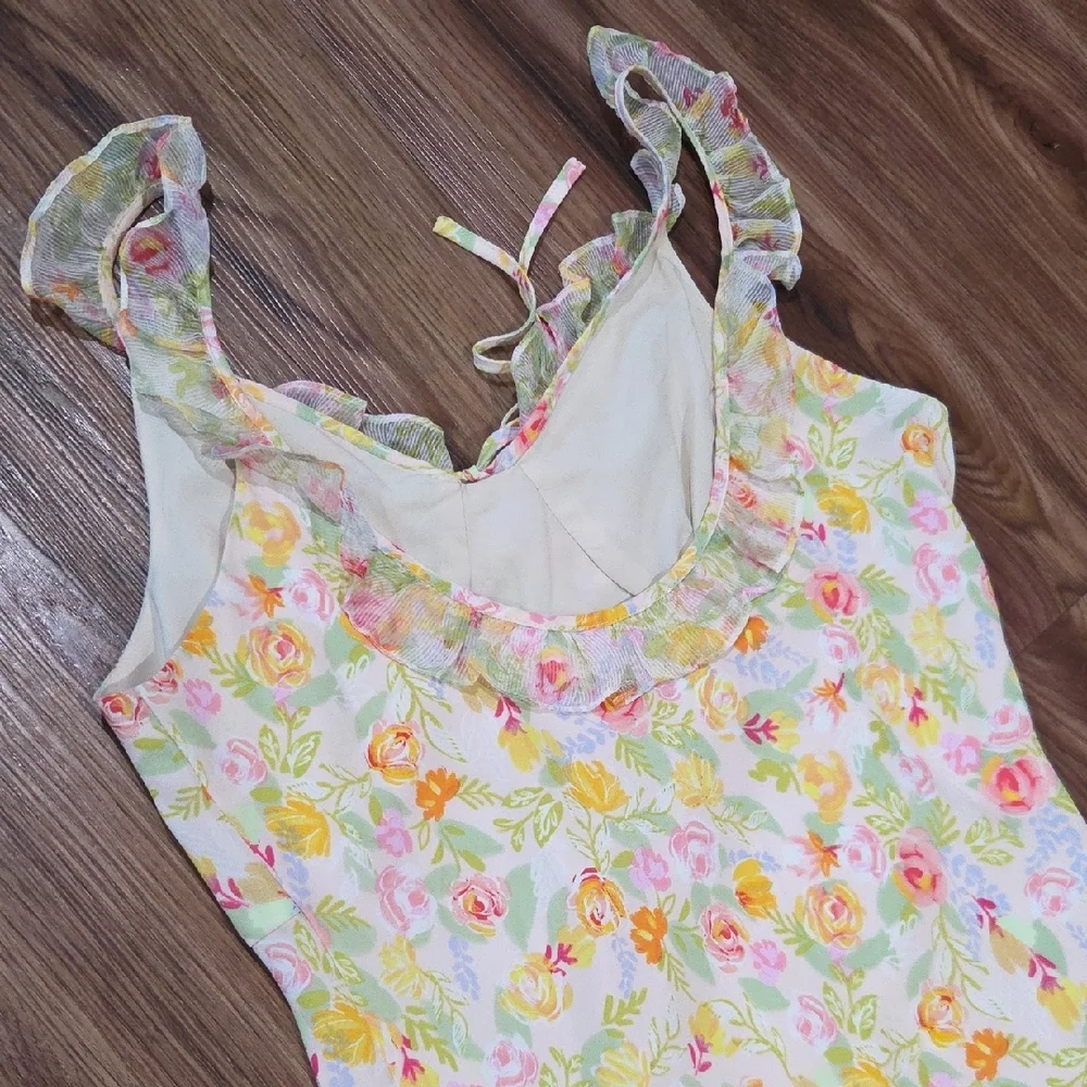 Simple Retro Beautiful Floral Dress Size Large - Picture 10 of 11